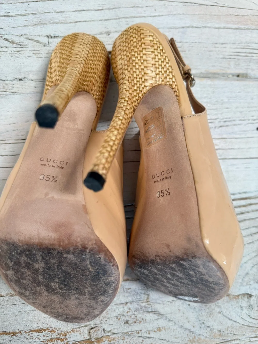 Gucci Peep Toe Platform Heels sling back size 35.5